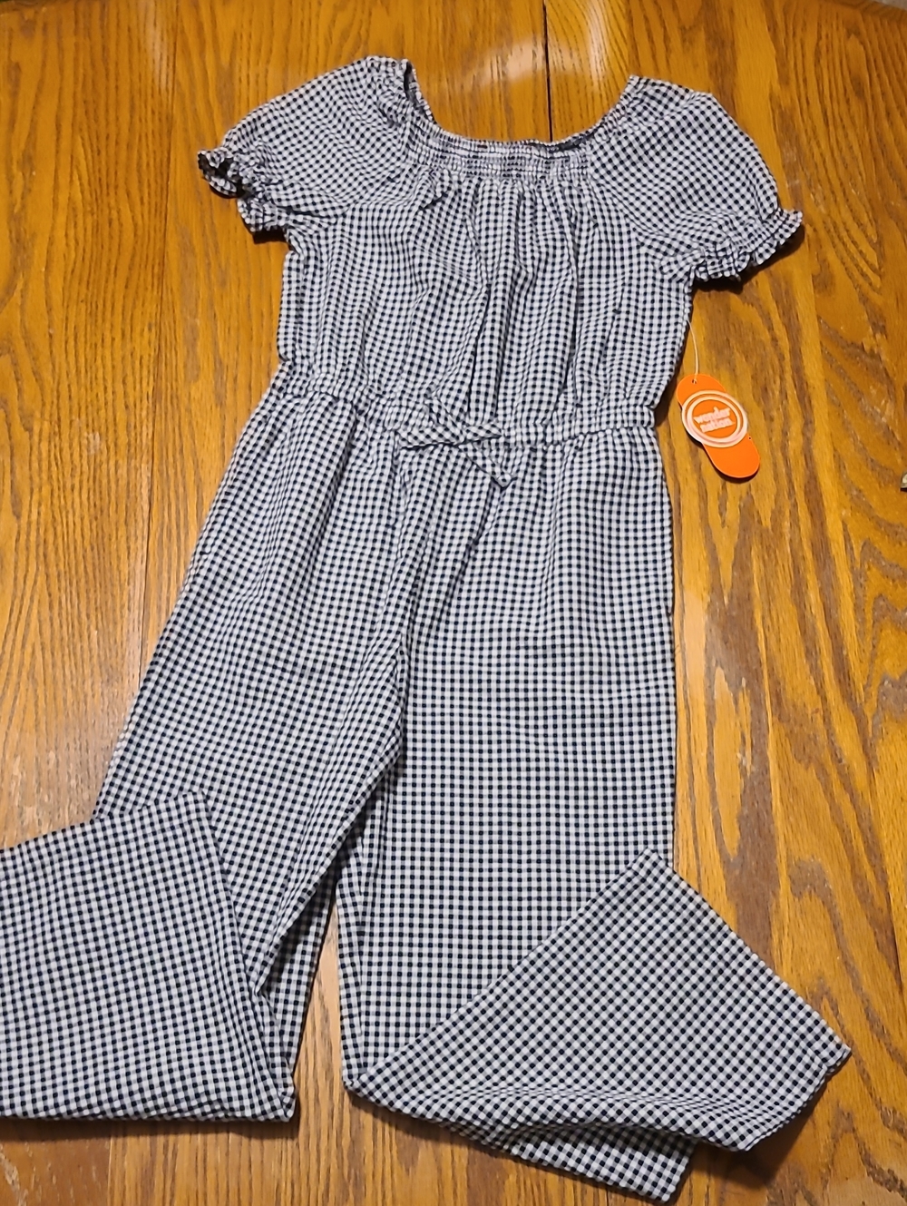 wonder nation Black and White Gingham Casual Jumpsuit - Small
